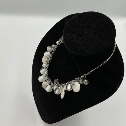 White Stone Beaded Chain Necklace