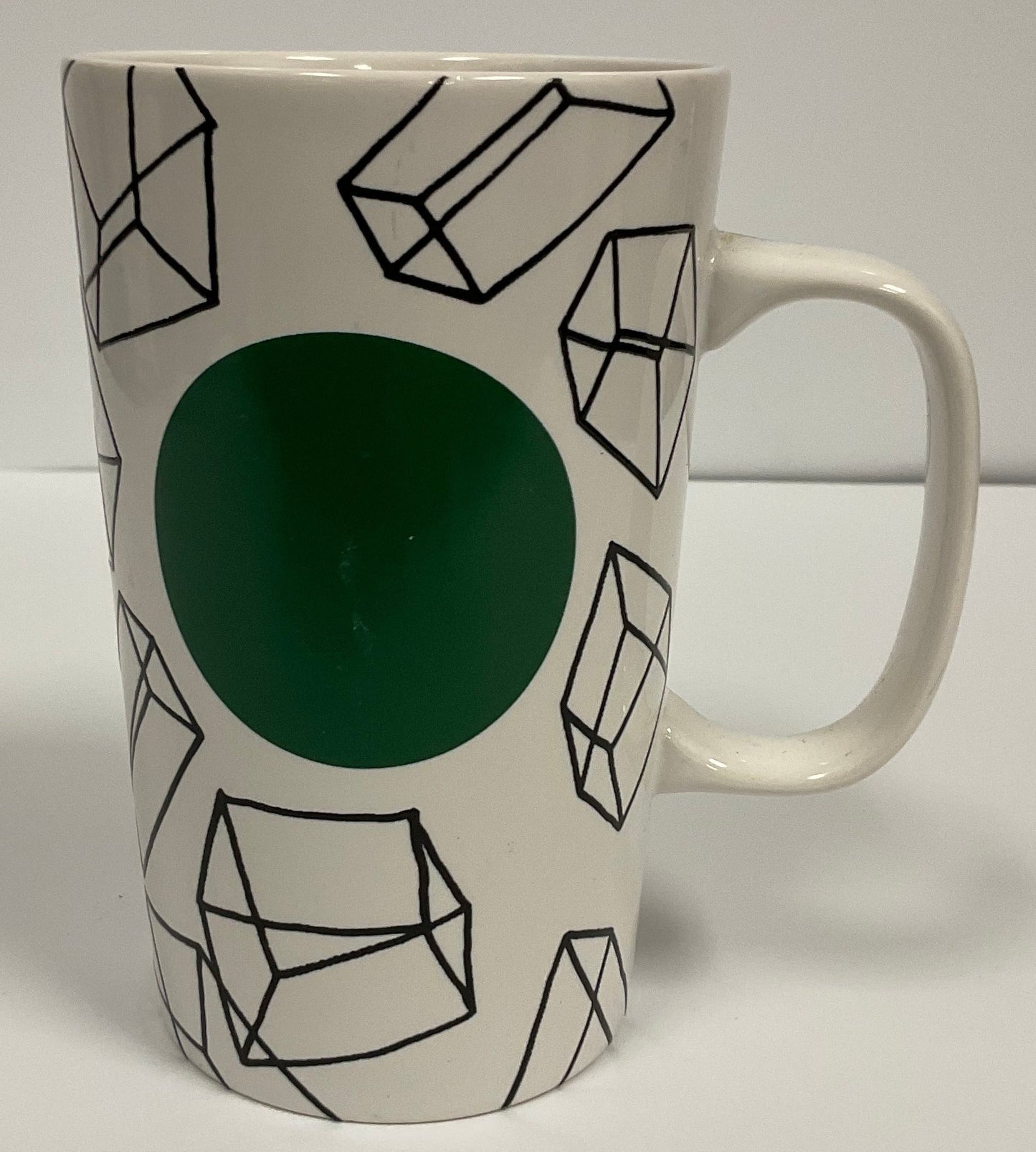 Starbucks Green Dot Collection Mug 2014 Geometric Cubes Ceramic