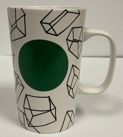 Starbucks Green Dot Collection Mug 2014 Geometric Cubes Ceramic