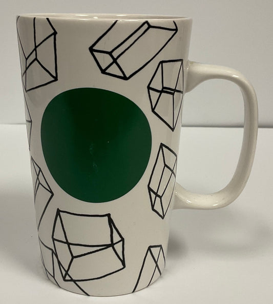 Starbucks Green Dot Collection Mug 2014 Geometric Cubes Ceramic