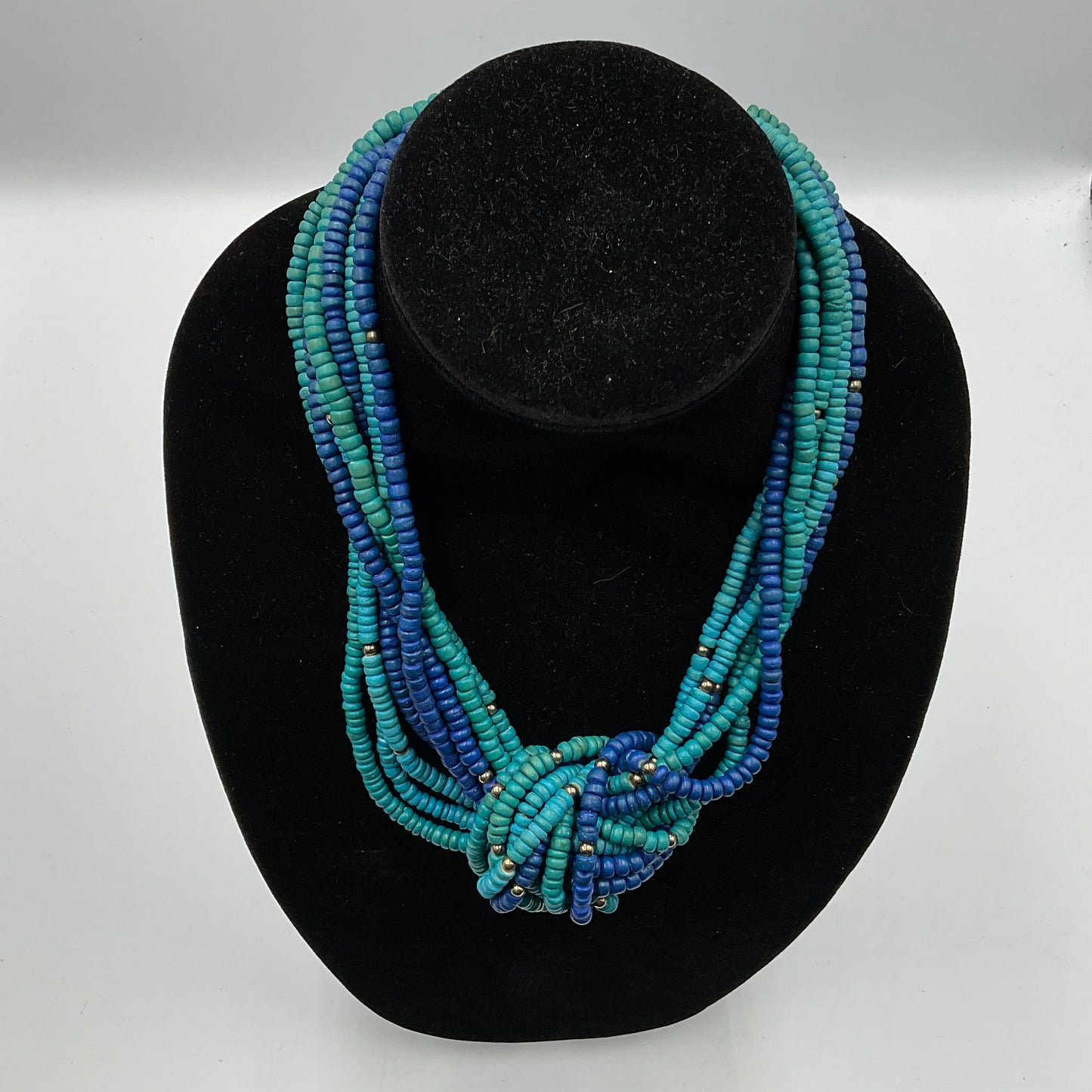Multi Blue Bead Necklace