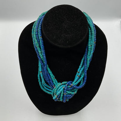 Multi Blue Bead Necklace