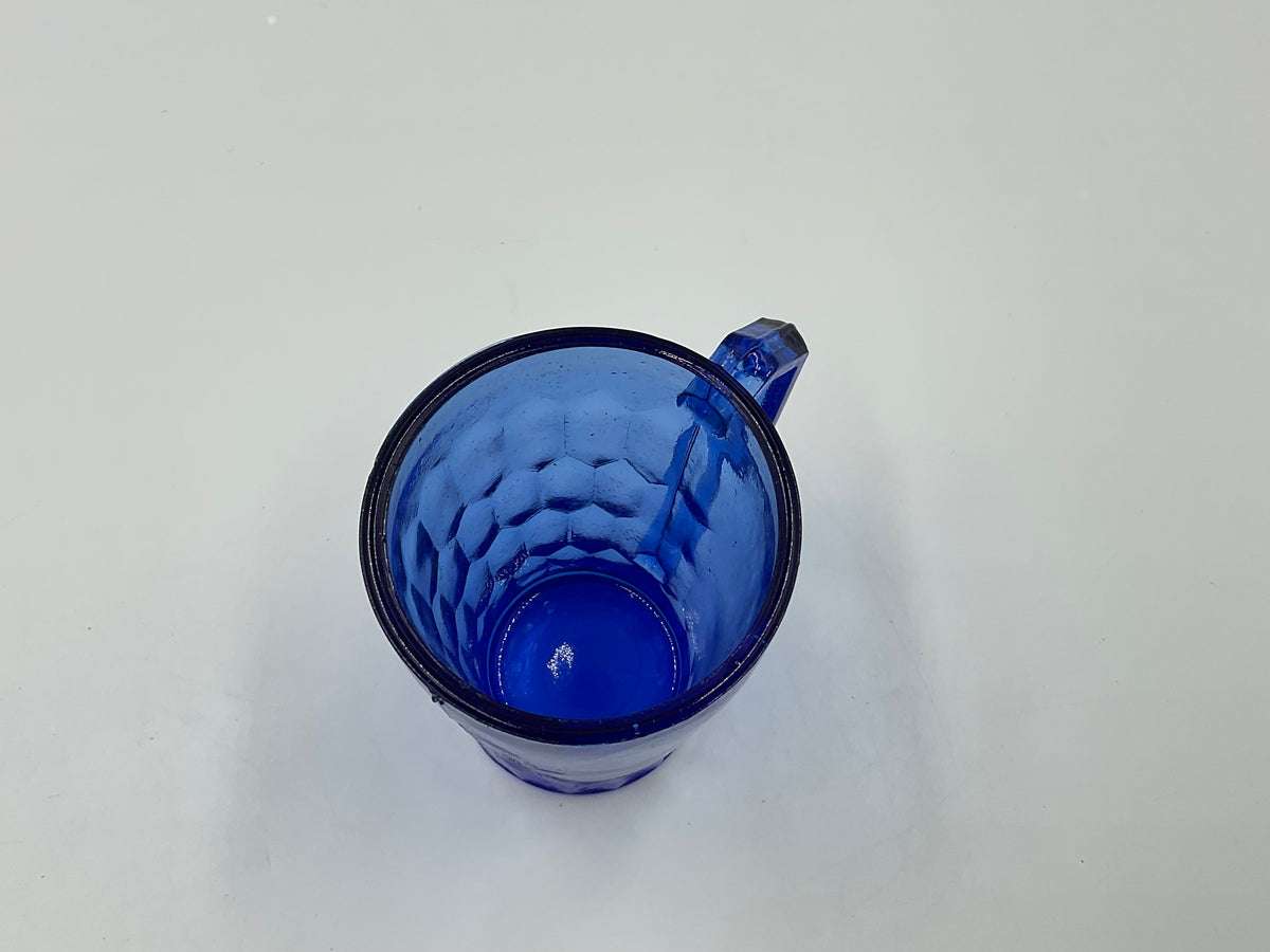 1930s Shirley Temple cobalt blue depression glass child’s mug