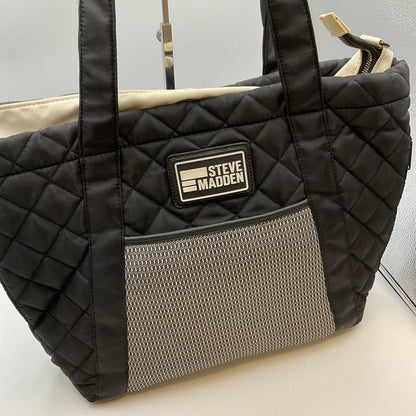 Steve Madden Black Quilted Messenger Tote Bag