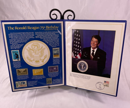 Ronald Reagan 75th Birthday Postal Commemorative Society Stamps and Portrait