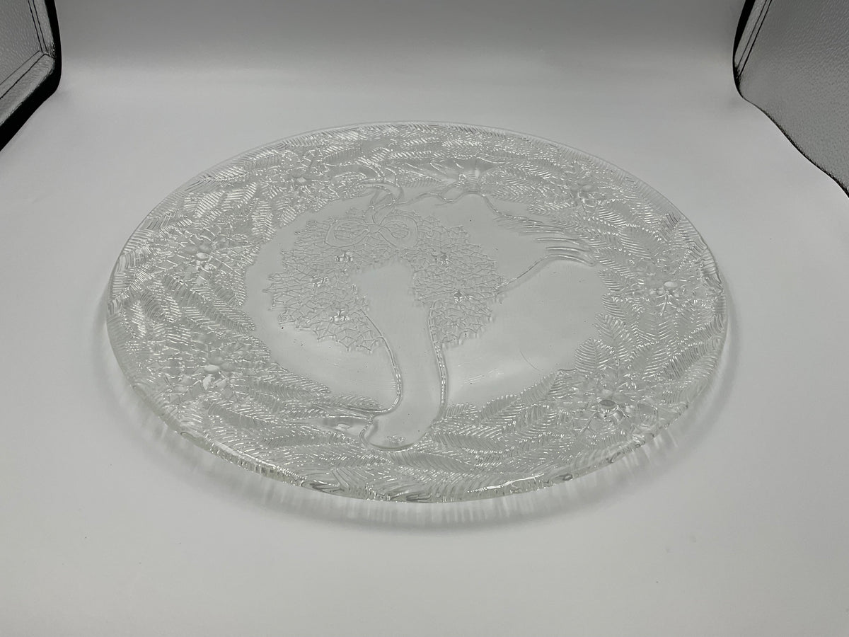 vintage clear pressed glass holiday serving platter