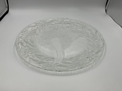 vintage clear pressed glass holiday serving platter