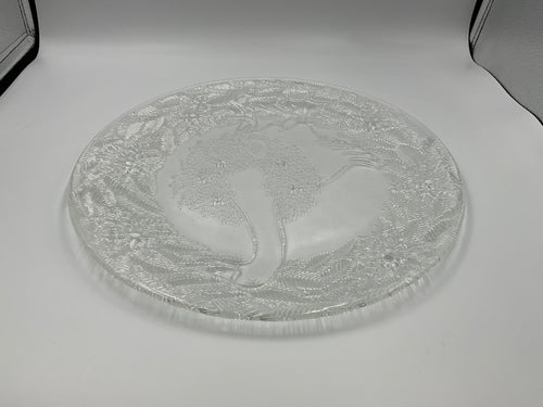 vintage clear pressed glass holiday serving platter