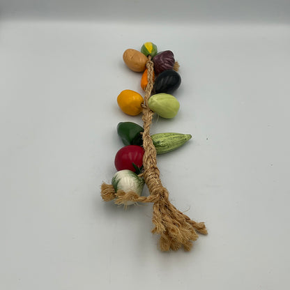 Pair Ceramic Fruit Vegetable on Jute Braid