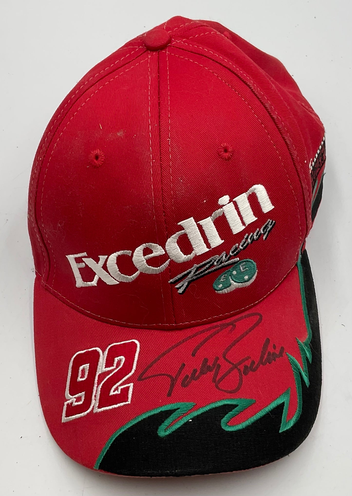 2001 Todd Bodine #92 Signed Excedrin Racing NASCAR Driver Red Hat