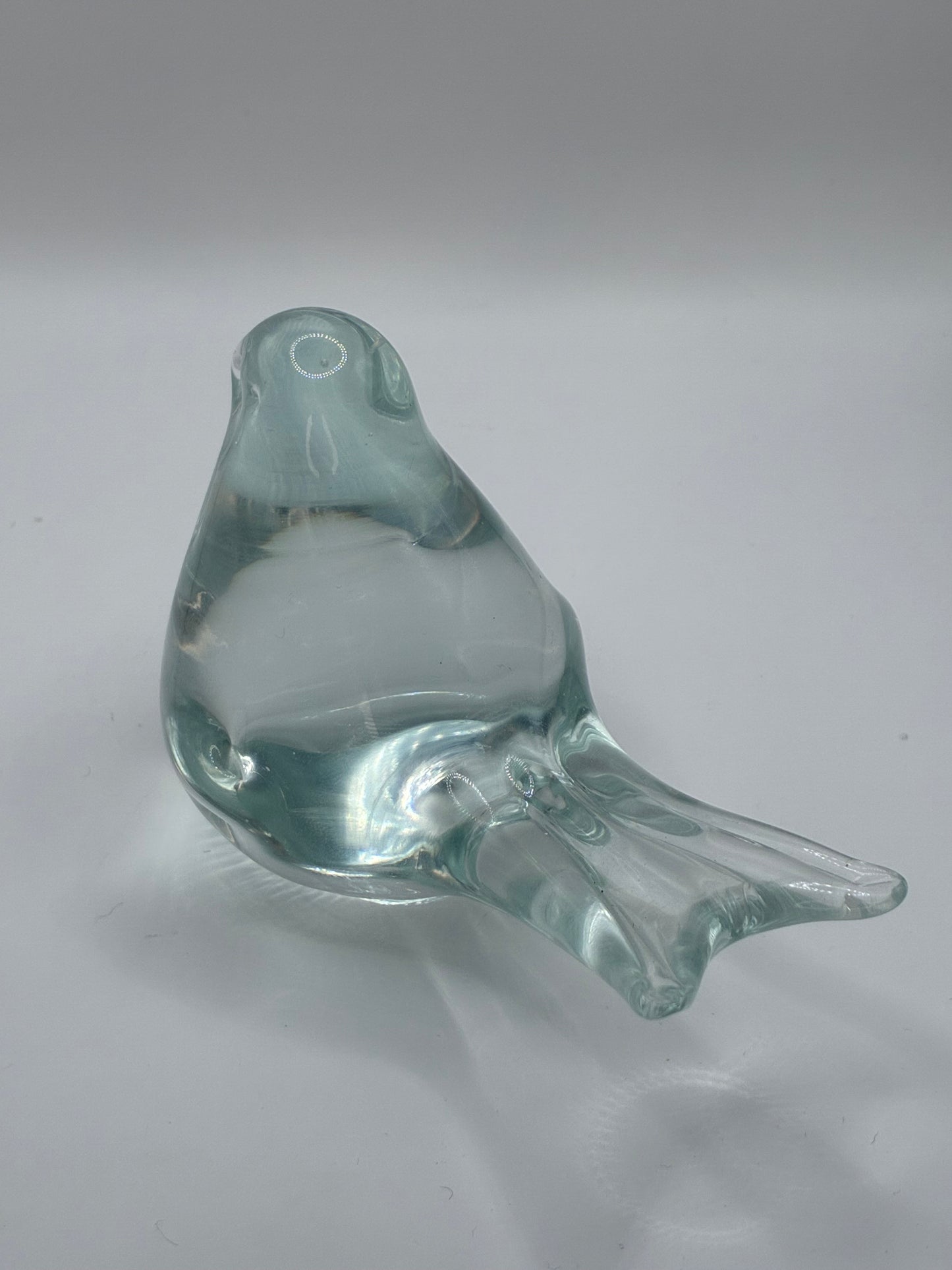 Handmade Artisan Clear Glass Bird Figurine Collectible Art Decor