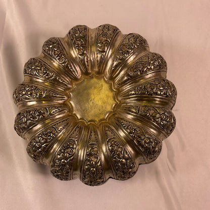 Vintage Cambodian Pumpkin Trinket Betel Nut Box Possibly Silver-Plated