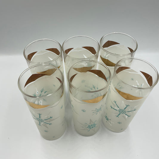 Anchor Hocking Atomic snowflake Frosted Highball Glasses Set Of 6