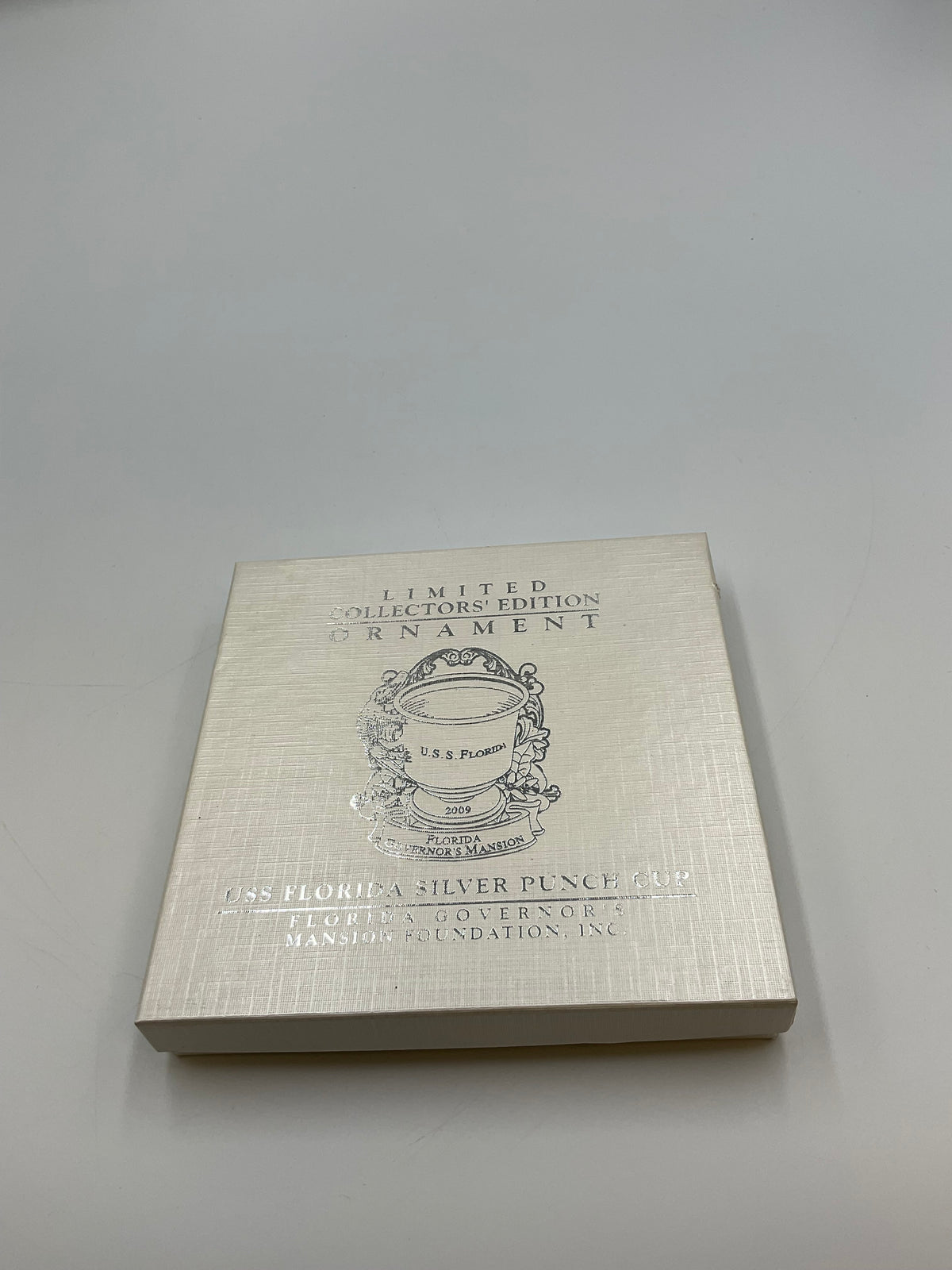 2009 Florida Governor's Mansion Christmas Ornament USS Florida Silver Punch Cup