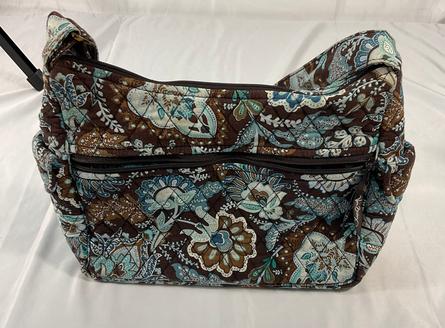 Vera Bradley Java Blue Maggie Shoulder Bag Purse Brown Paisley Vintage Retired Pattern