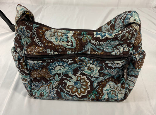 Vera Bradley Java Blue Maggie Shoulder Bag Purse Brown Paisley Vintage Retired Pattern