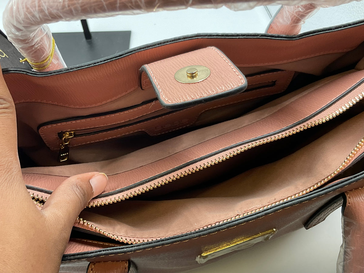 Bebe Sakura Women's Rose Gold Pink Satchel Handbag Purse Tote NWT