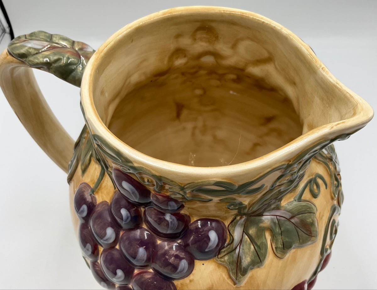 Noble Excellence Meritage Grape Vine Ceramic Pitcher Serving Jug