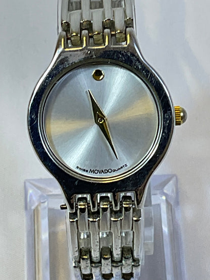 Movado 7777 Silvertone Women's Watch Goldtone Accents Pre-Owned