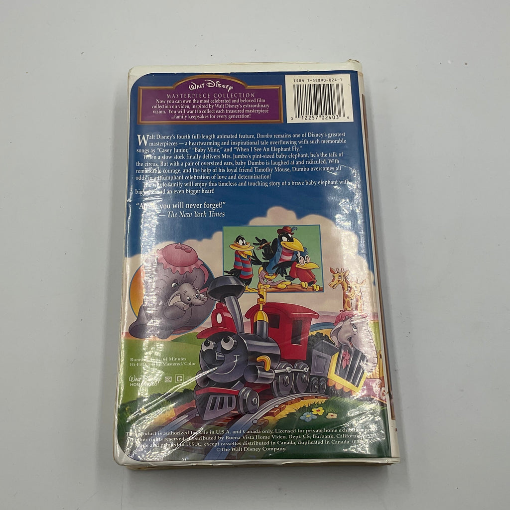 Walt Disney Masterpiece Collection Dumbo VHS Tape with Clamshell Case