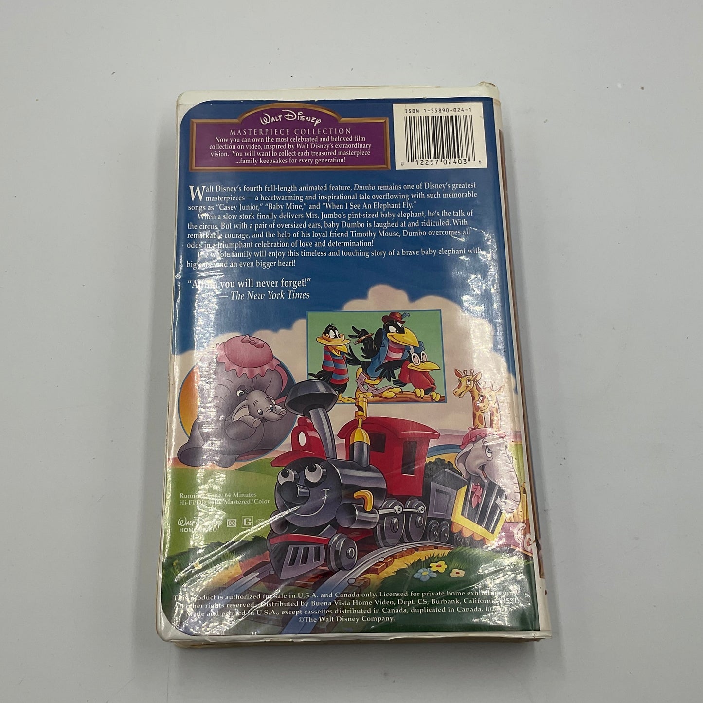 Walt Disney Masterpiece Collection Dumbo VHS Tape with Clamshell Case