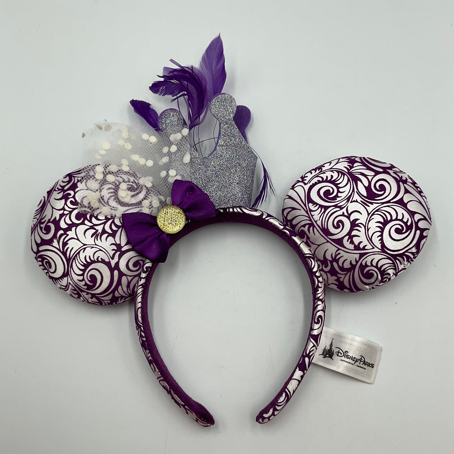 Disney Parks Plush Purple Silver Mickey Minnie Mouse Ears