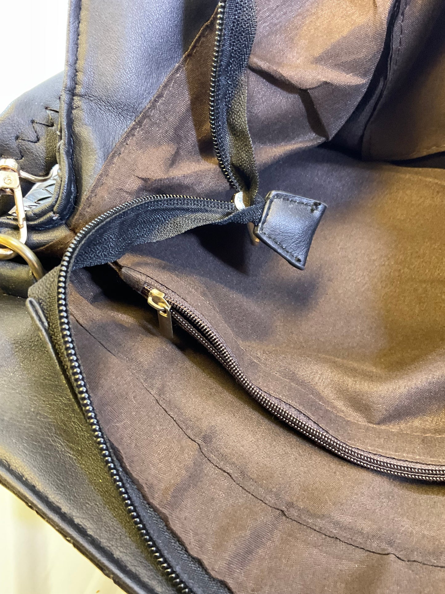 Michael Kors Large Black Leather Cross Weave Satchel Tote Handbag