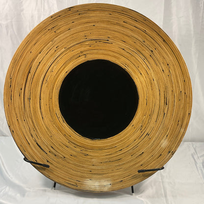 Lacquered Decorative Bamboo Platter Home Decor with Display Stand 26.5 inches