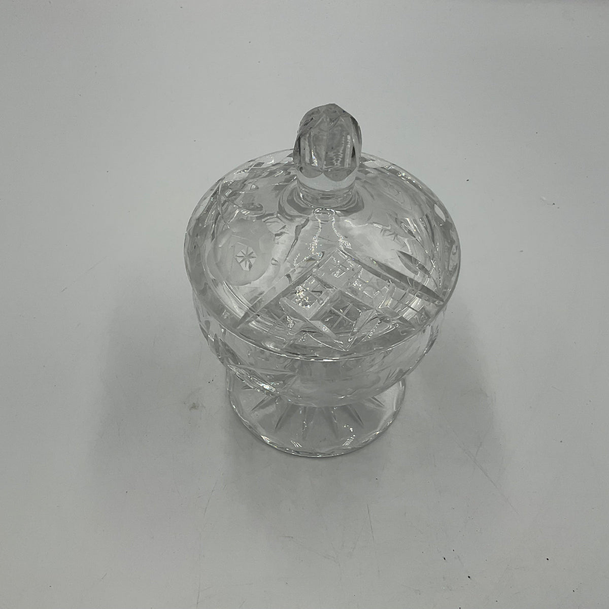 Chardoney Crystal Etched Compote Candy Jar