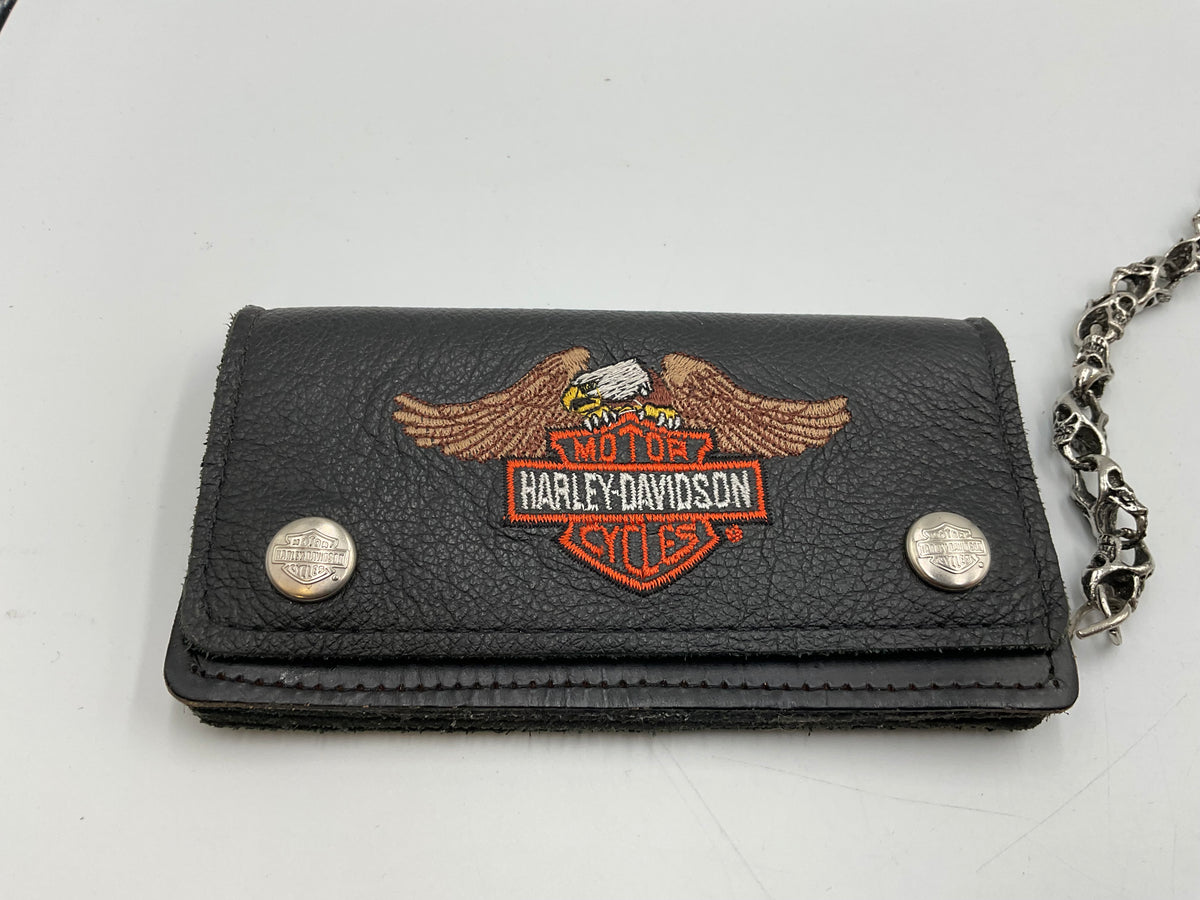 Harley-Davidson Embroidered Winged Eagle Bar & Shield Tri-Fold Biker Chain Wallet