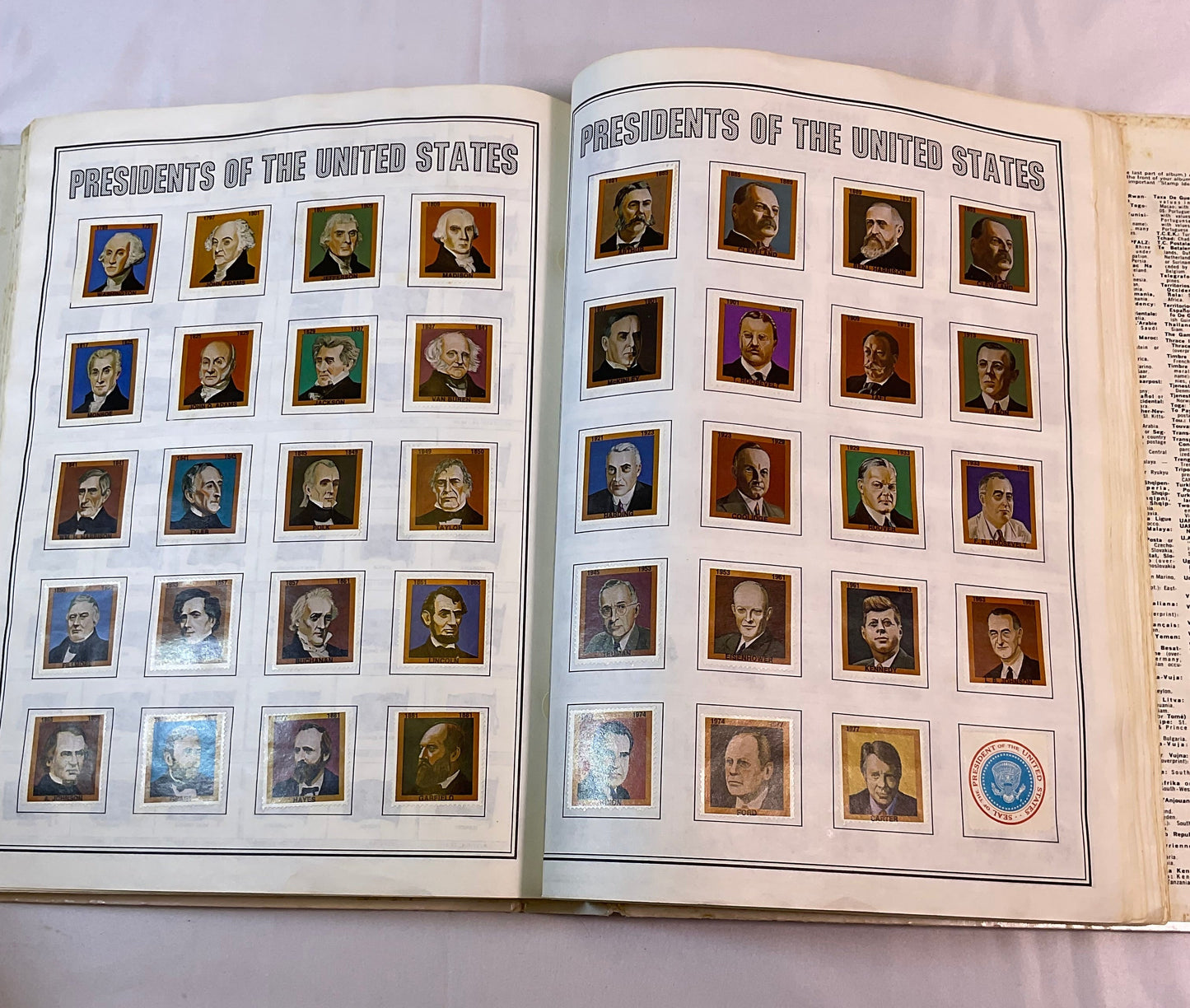 Traveler Stamp Album for International Postage Stamp Collectors Partially Full Incomplete