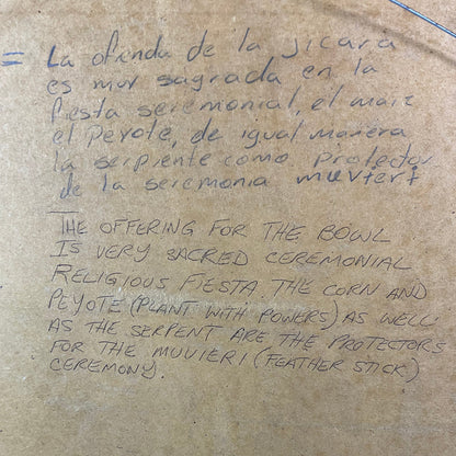 Huichol Yarn Painting The Ceremonial Offering Bowl Framed 17in x 17in