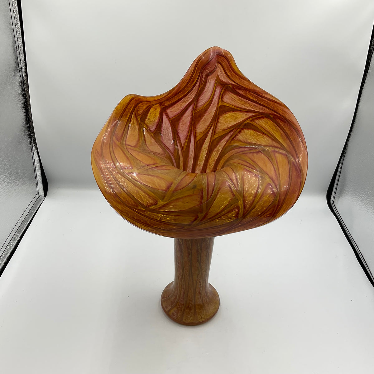 Orange Art Glass Jack-In The Pulpit Vase