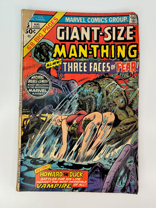 Giant-Size Man-Thing #5 Vintage 1975 Three Faces of Fear Marvel Group Comic Book