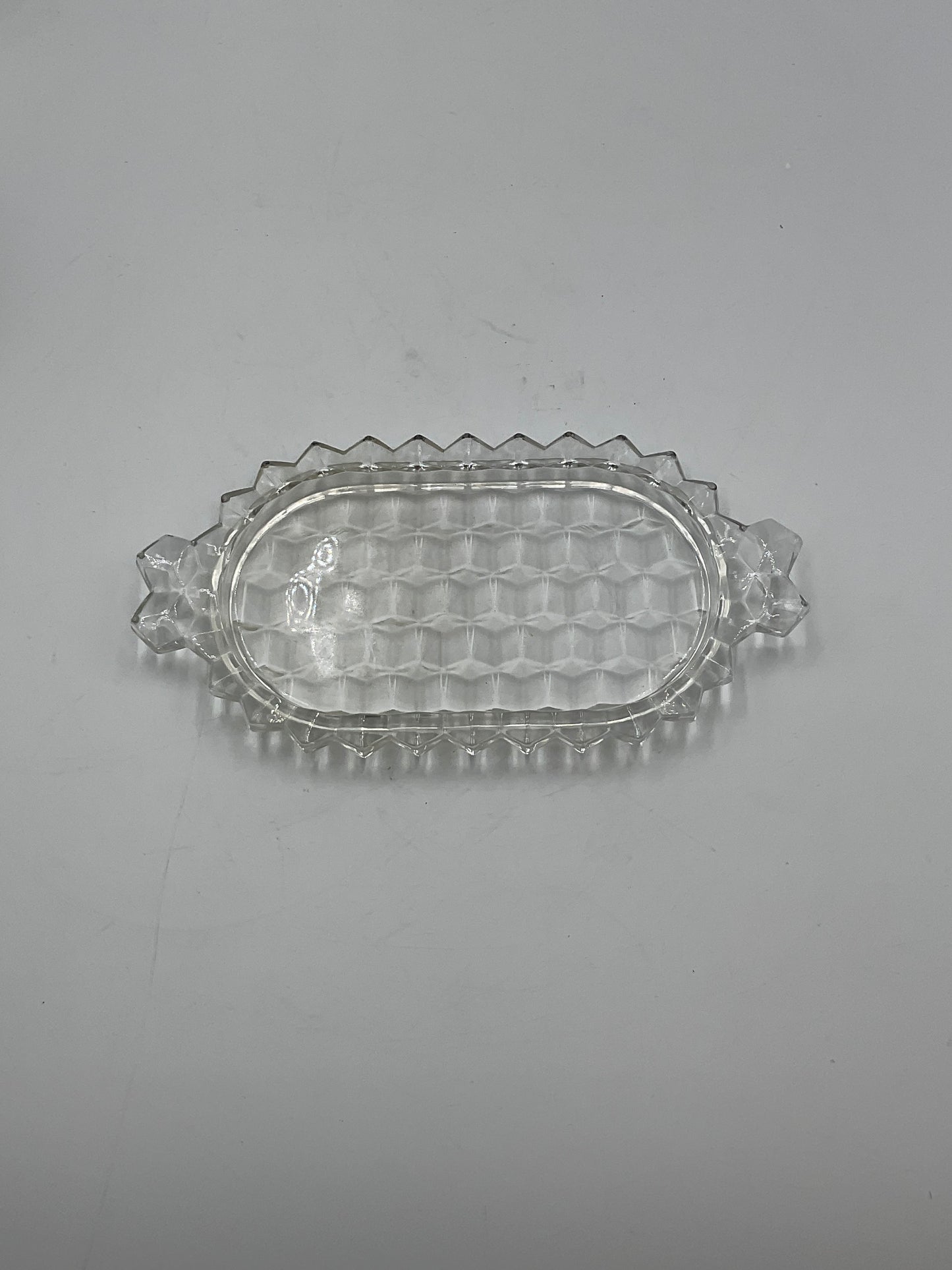 Vintage Fostoria American Clear Glass Creamer,Open Sugar Bowl and Matching Under Tray