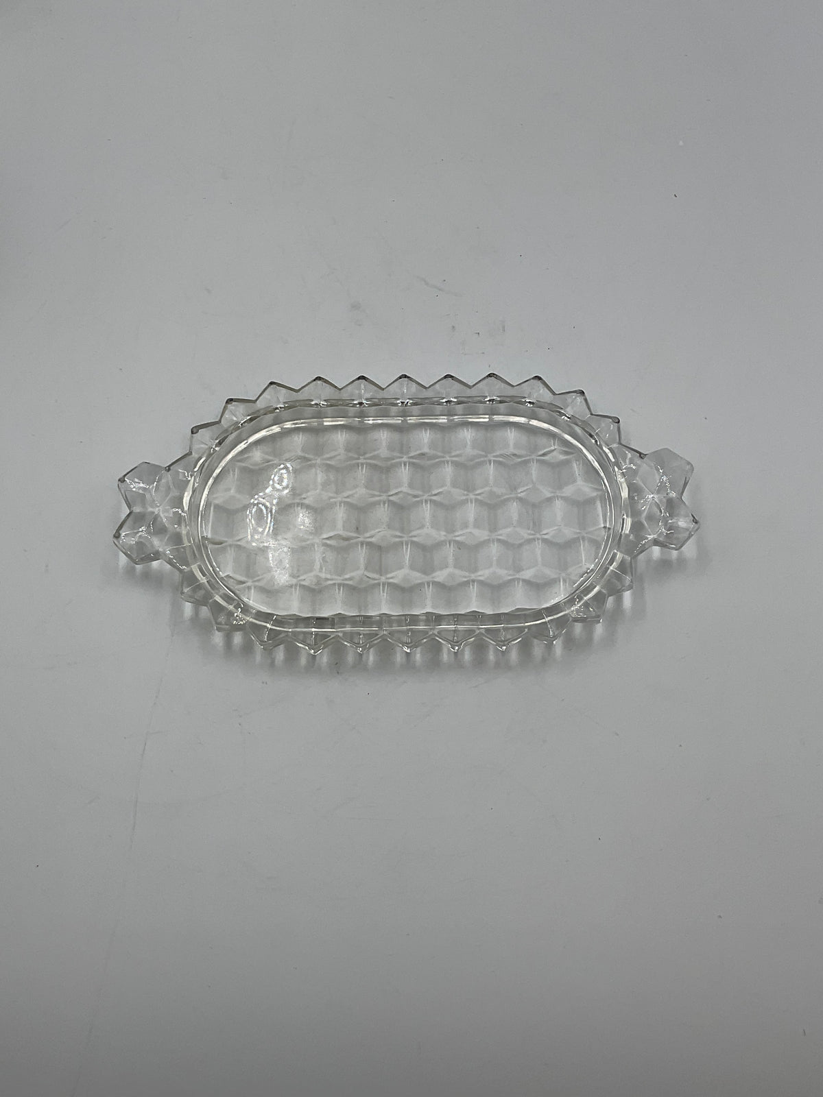 Vintage Fostoria American Clear Glass Creamer,Open Sugar Bowl and Matching Under Tray