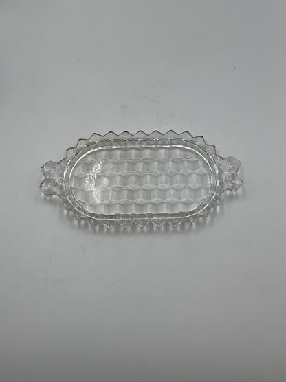 Vintage Fostoria American Clear Glass Creamer,Open Sugar Bowl and Matching Under Tray
