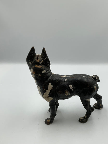 Vintage Hubley Style Cast Iron Boston Terrier Coin Piggy Bank
