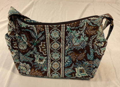 Vera Bradley Java Blue Maggie Shoulder Bag Purse Brown Paisley Vintage Retired Pattern
