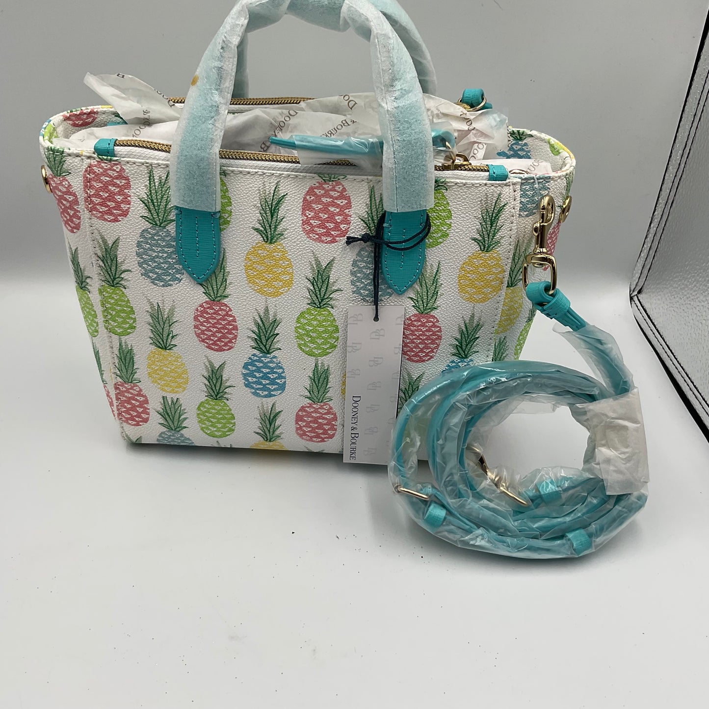 Dooney & Bourke Small Purse White with Pineapples
