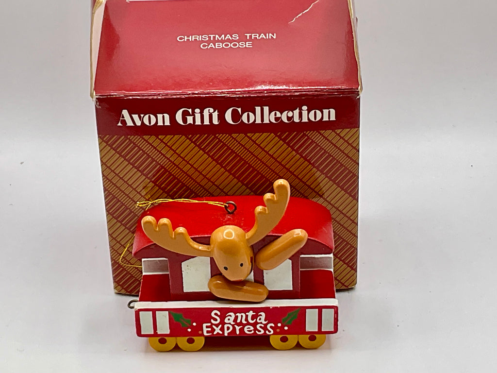 Avon Gift Collection Vintage Santa Express Reindeer Train Car Christmas Winter Holiday Ornament with Original Box