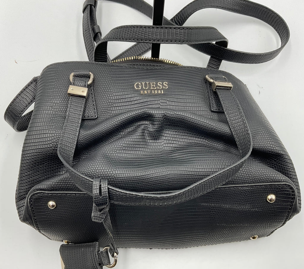 GUESS Lyndi Small Girlfriend Satchel Triple Compartment Lizard Embossed