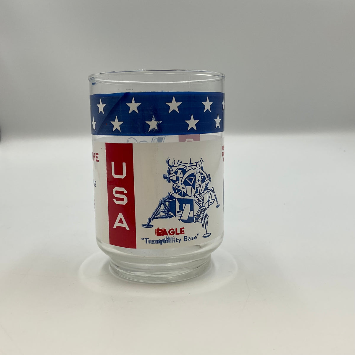 Vintage 1969 Apollo 11 Man on the Moon Libbey Glass Tumbler NASA Collectible USA