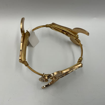 Gold Plated Wire Cuff Bracelet Steer Skull