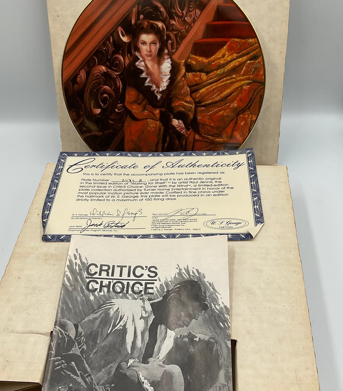 W.L. George Bradford Exchange Limited Edition Waiting for Rhett 1991 with Box and COA