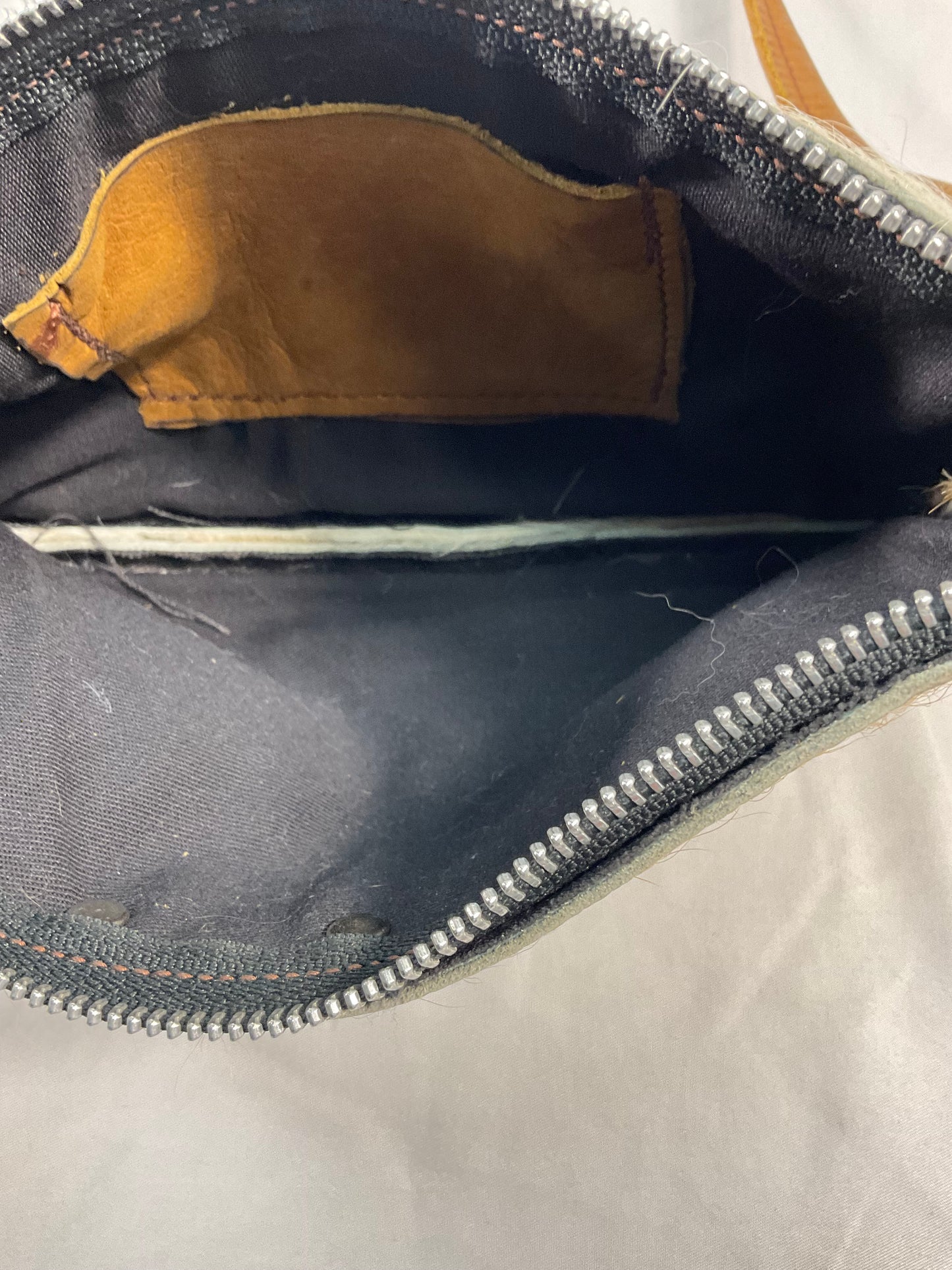 Wild Goose Cow Hide Crossbody Purse - Brown and white