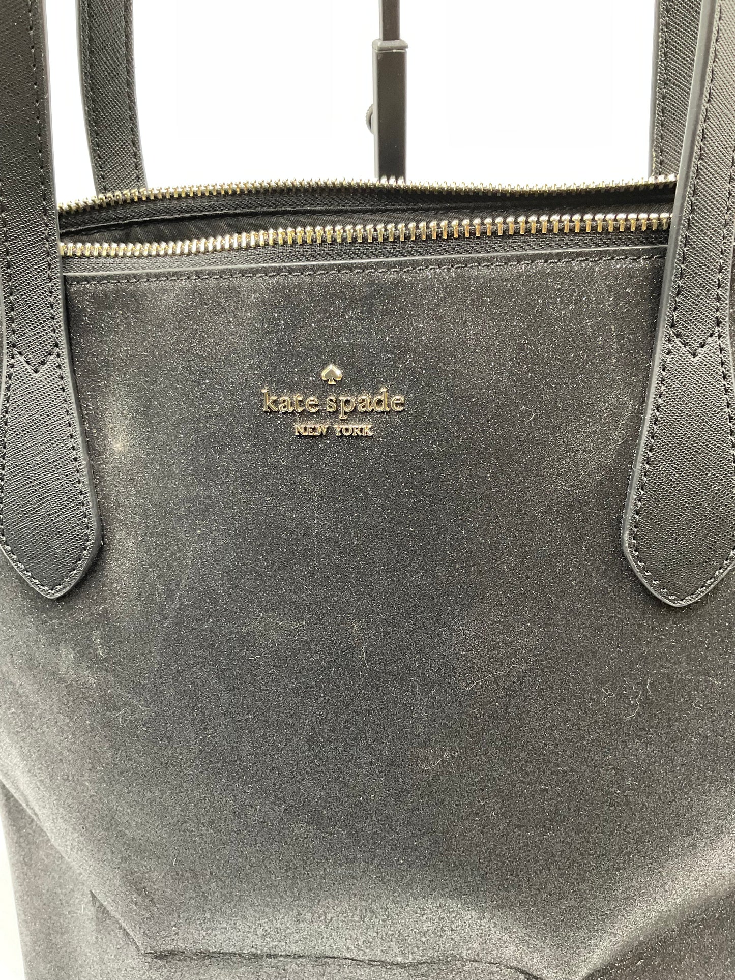 Kate Spade Large Black Glitter Shopper Bag Tote Purse Goldtone Hardware