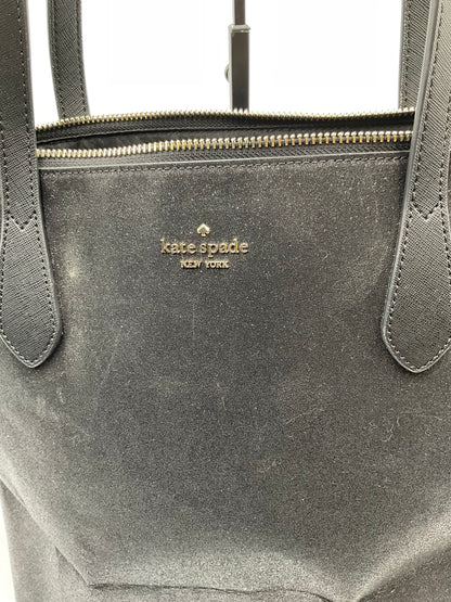 Kate Spade Large Black Glitter Shopper Bag Tote Purse Goldtone Hardware