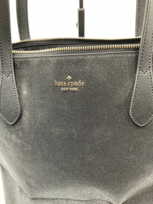 Kate Spade Large Black Glitter Shopper Bag Tote Purse Goldtone Hardware