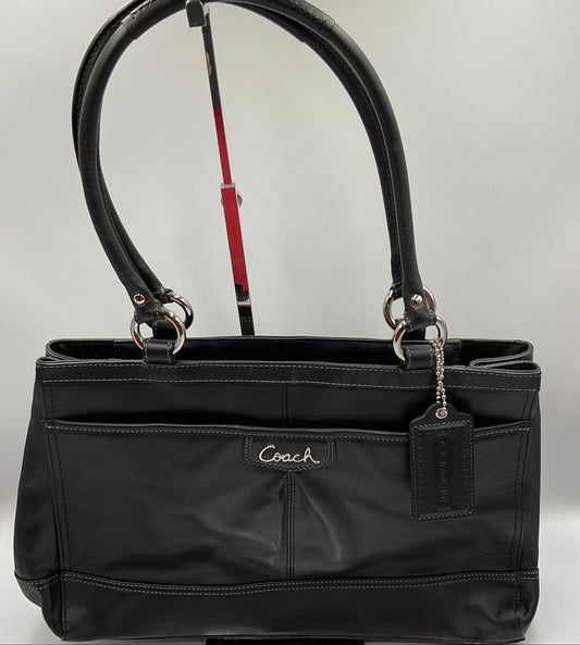 Coach Park Leather Carry All Black Silvertone Accent Hardware